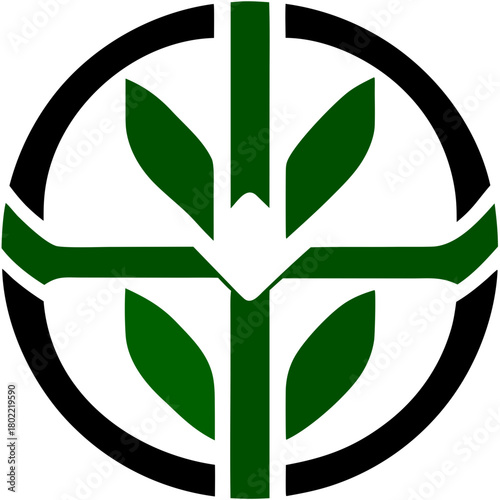 Initials Emblem Wheat Icon 