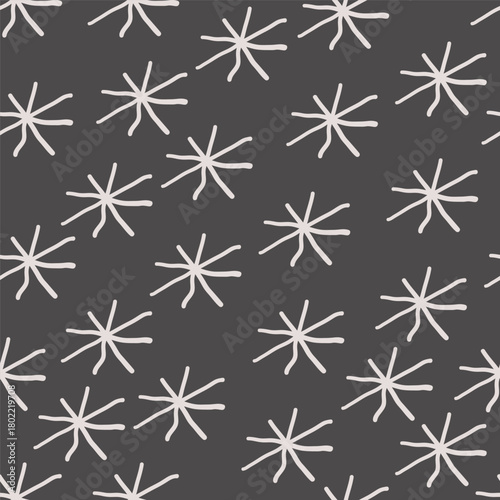 Seamless pattern with blue snowflakes in hand drawn style in vector. Element for decoration postcards poster print background backdrop wrapping wallpaper banner