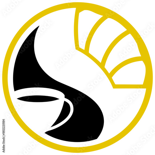 Yin-Yang Coffee Croissant Logo