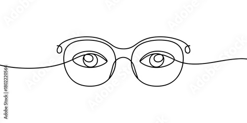 a pair of eyes wearing glasses, ideal for vision, identity, design, and minimalist graphic concepts.