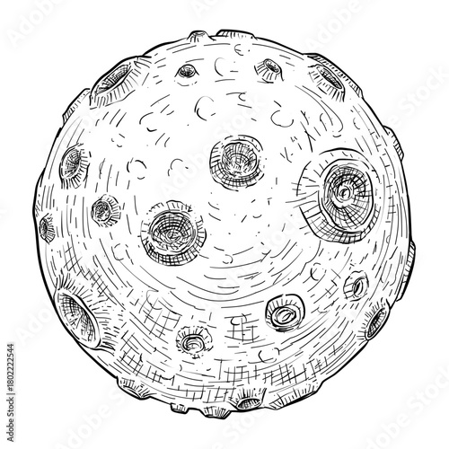 moon planet vector line art hand drawn illustration