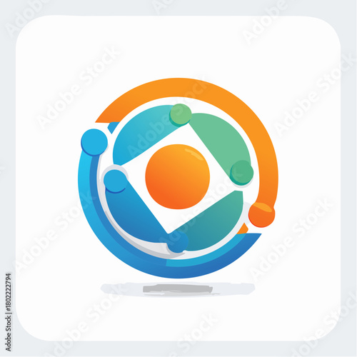 Abstract orbital design with gradient colors, illustrating balance and connection