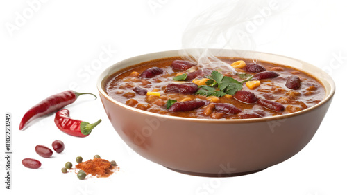 Chili Con Carne Bowl with Floating Chili Beans – PNG Transparent Background