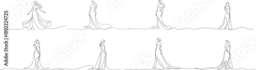Drawing of bride Line Art collection. line art illustration, Perfect for Wall Art, Prints, Social Media, Posters, Invitations, Branding Design.