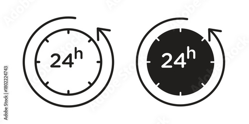 24 Hrs icon for web, app, infographic.