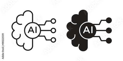 AI brain icon for web, app, infographic.