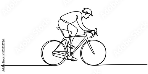 a cyclist riding a road bike, highlighting motion, sports activity, and simple modern graphic