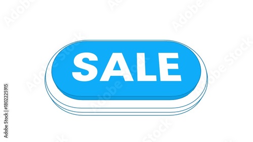 Animated SALE Button Click Vector Illustration with Hand Cursor and White & Green Screen Background. E-commerce Online Shopping Promotion Discount Icon.