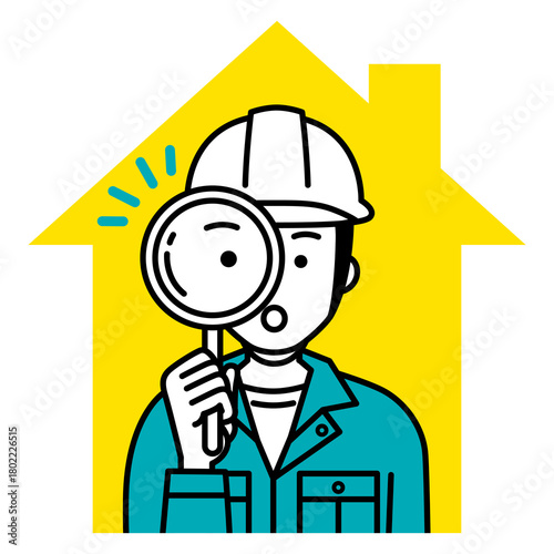 住宅をチェックする建築士の男性