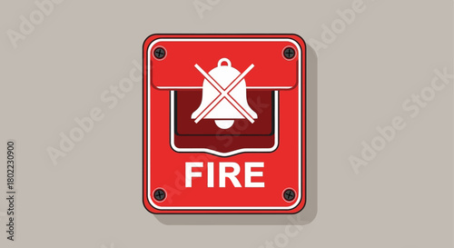 A red fire alarm pull station with a crossed-out bell symbol, indicating a silent alarm.