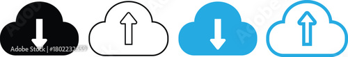 Cloud Upload and Download Icons.  File sharing and backup signs. Cloud Storage Icons Set. File management signs
