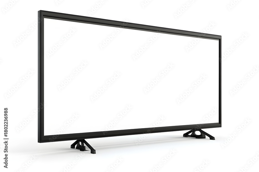 Naklejka premium Modern electronic display device rests on supporting feet against a white background