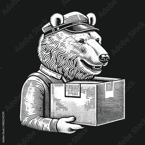 Bear Delivery Service: A Friendly Courier with a Package.