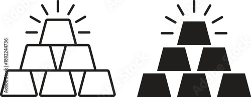 Gold Bar Vector Icons for Wealth, Finance, and Investment Concepts