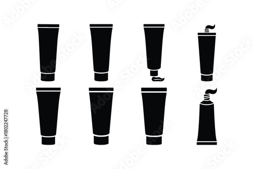 Toothpaste Tube Icon Set Vector Illustration