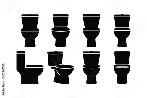 Toilet Bowl Icon Set Vector Illustration