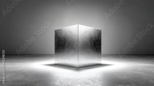 Metal cube with textured surface symbolizes stability and strength for the stock market, finance, and investments