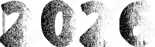 2026 - textured distressed numbers for new year calendars . Textured industrial digits, rough typography for posters, tech and creative layouts. Vector illustration
