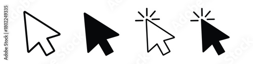 Arrow pointer set of cursor icons; simple click with transparent background layout