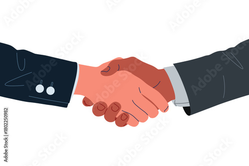 Diverse men shaking hands on white background. Unity and partnership