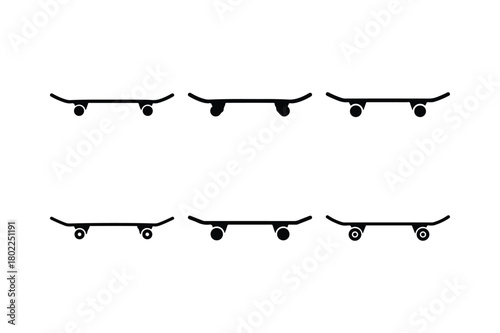 Skateboard Silhouette Vector Icon Set