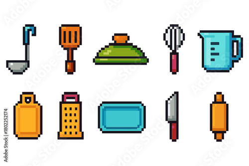 Kitchen tools outline icon set. Cooking, utensils, kitchenware linear collection