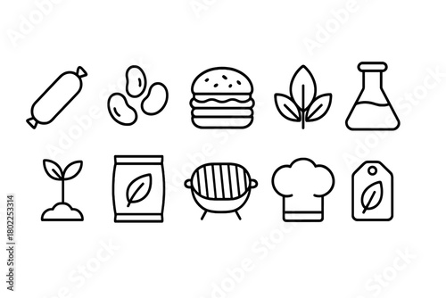 Cooking and food line icon set. Culinary, kitchen, gastronomy line art icons collection.