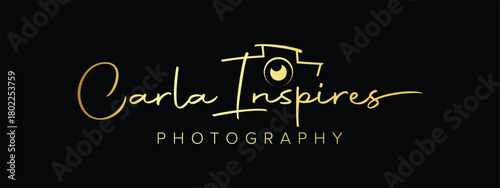 Creative signature photography logo, Font Calligraphy, Logotype Script Font Type, Font lettering handwritten with a camera icon