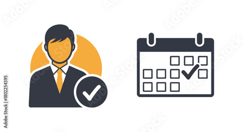Professional appointment scheduling concept with business icon and calendar checkmark