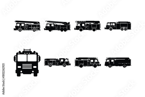WebFire Truck Silhouette Vector Icon Set