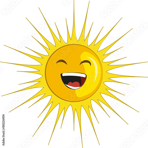 happy sun cartoon character on transparent background