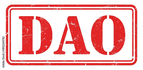Distressed DAO Red Stamp, Grungy Decentralized Autonomous Organization Letters in