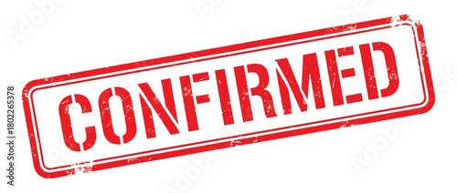 Distressed Red Ink Rubber Stamp with Confirmed Text on White Background