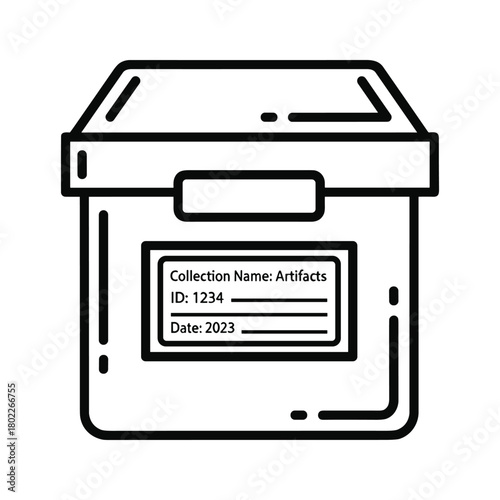 Line art illustration of an archive box, ideal for document storage, organization, and record keeping. isolated icon.