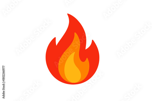 Stylized layered flame icon with warm colors on white background