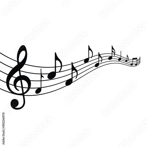 Elegant musical notes flowing on staff lines