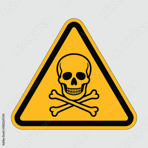 Yellow triangle warning sign with skull and crossbones symbol