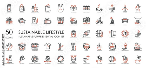 Sustainable Lifestyle two tone icon set