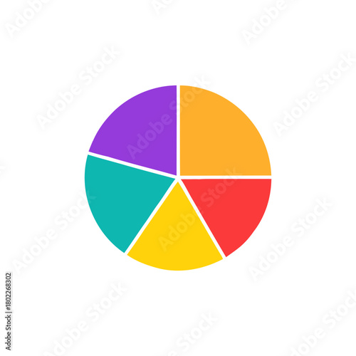 Colorful pie chart displaying data segments against white backdrop representing statistical analysis and business intelligence, showcasing information clarity.
