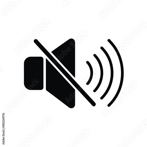 Black muted speaker icon with sound waves and diagonal line