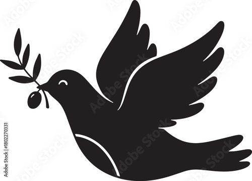 Dove flying with olive branch symbolic of peace and hope design