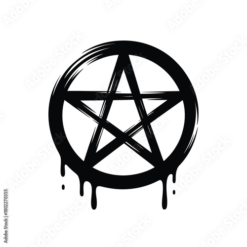 Black pentagram symbol with dripping paint effect