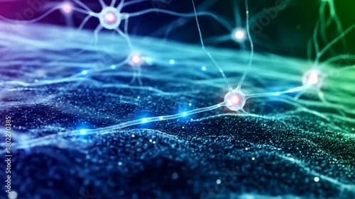 Abstract visualization of neural network connections and brain activity.