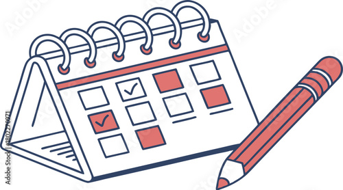 Business success plan on calendar and chart paper with pen for financial market growth data