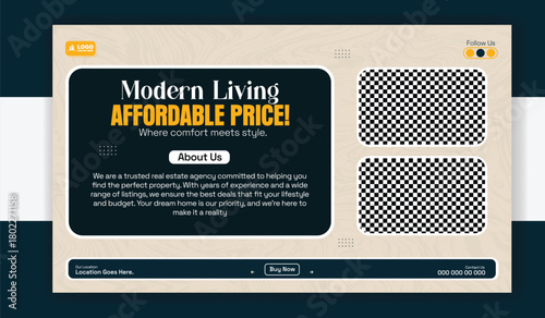 Modern living affordable price real estate banner template for social media