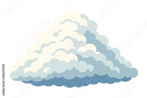 Stylized cumulus cloud formation with layered blue and white tones