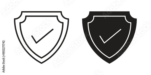 Shield check mark icon for web, app, infographic.