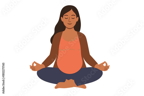 Serene pregnant woman meditating in lotus position with eyes closed