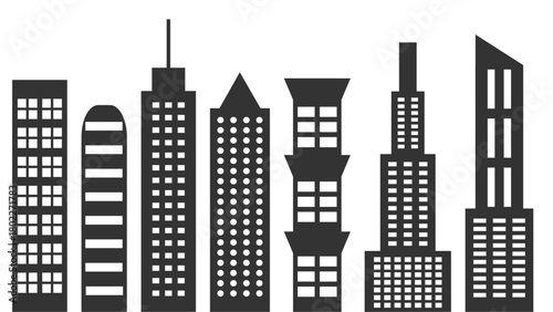 City Skyline Silhouette With Minimalist Urban Architecture