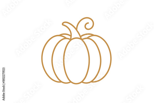 Simple outline icon of a pumpkin with a curly stem